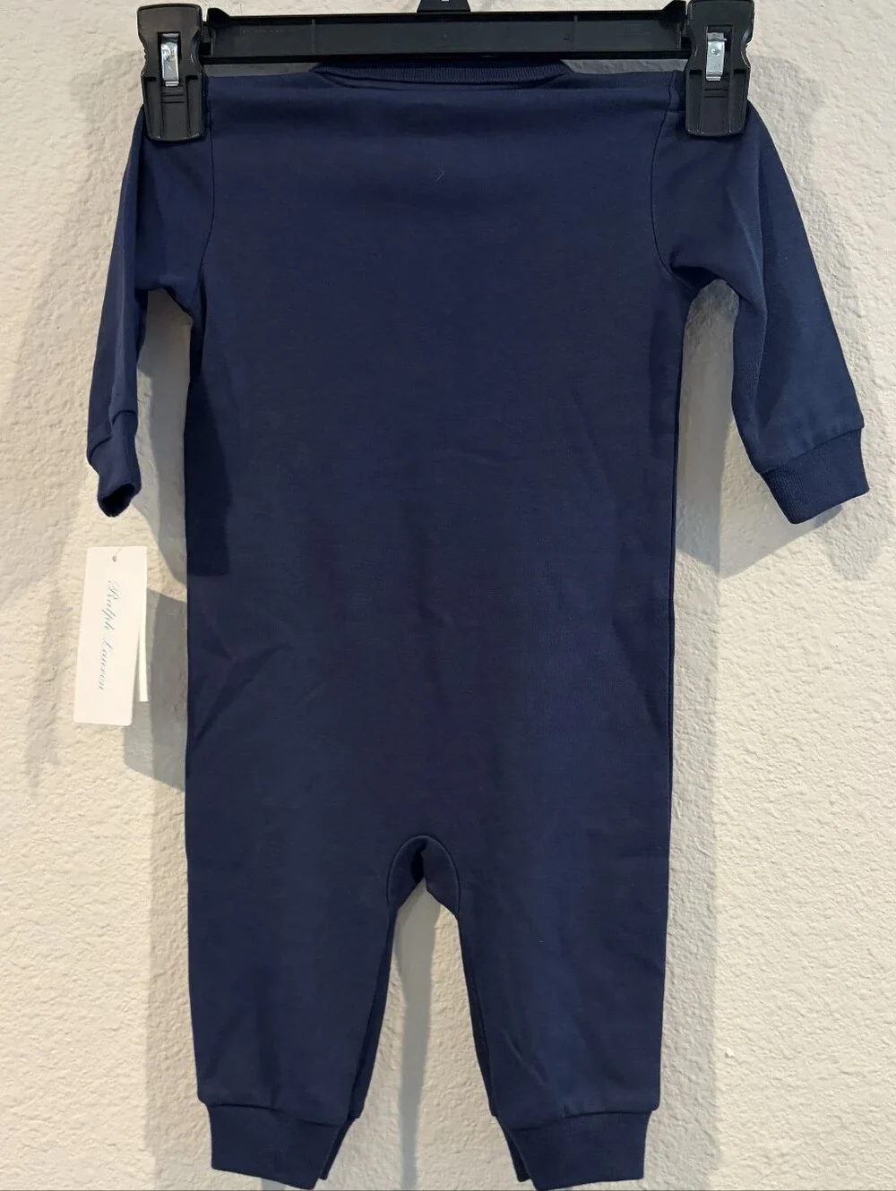 NEW Ralph Lauren‎ Baby Navy Blue Multicolor Embroidered Pony Onesie Outfit SZ 6M